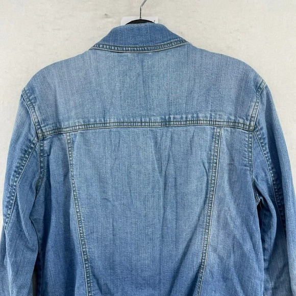 Forever 21 Jean Jacket Women's Sz S Light Wash Blue Button Pocket Denim Collared - Picture 8 of 12